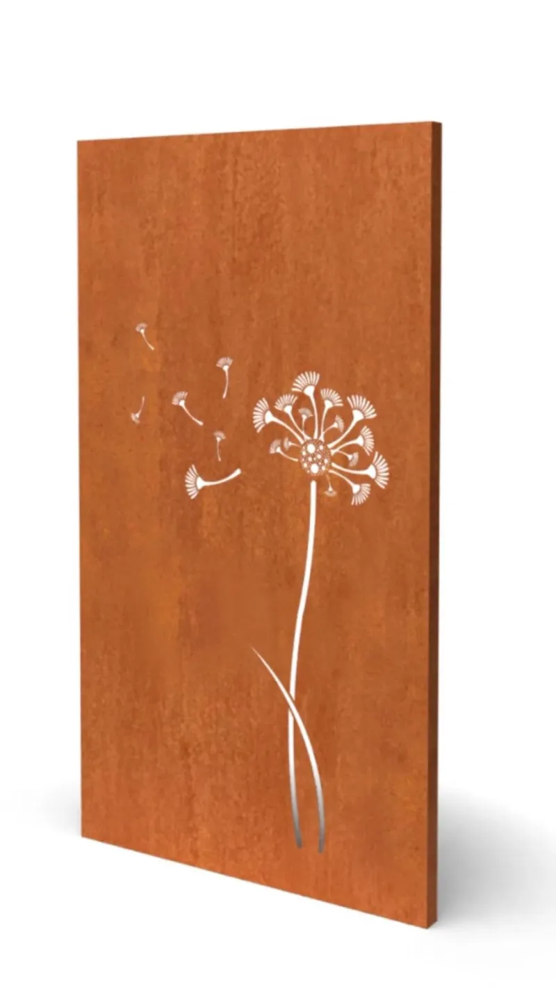 Sichtschutz Cortenstahl Pusteblume