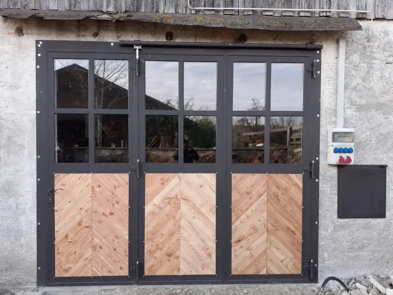 Tor Stahl-Holz Tür Werkstatt